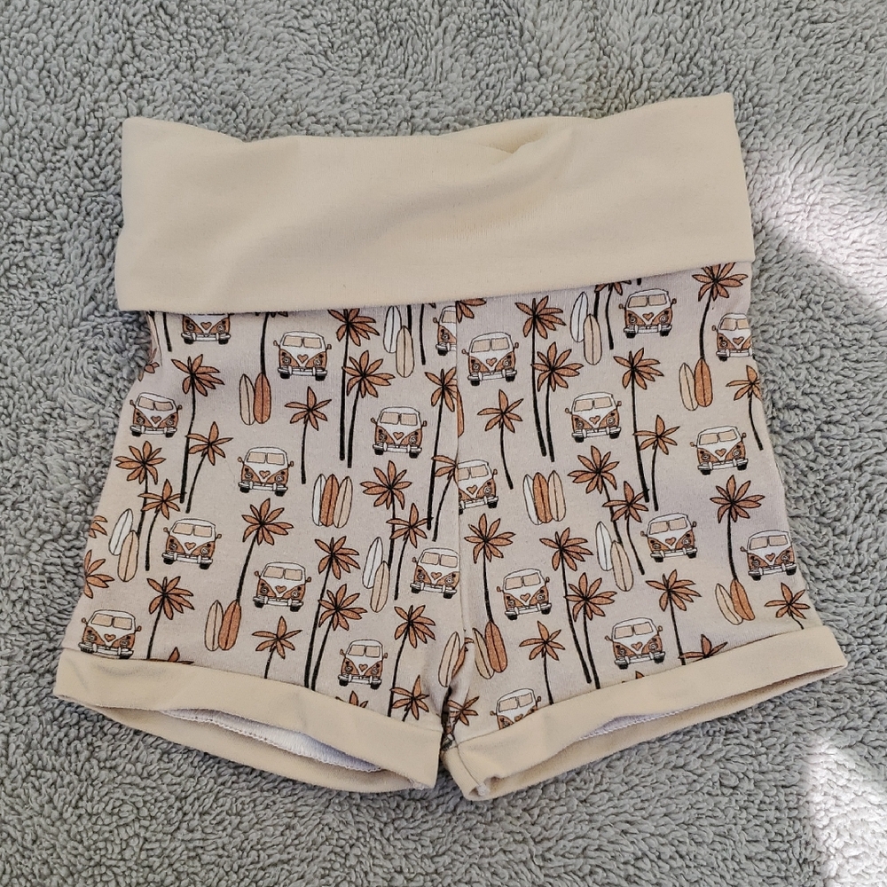 Beige and Brown Patterned Baby Shorts